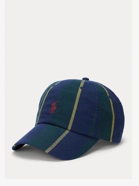Ralph Lauren Navy Cap with Green & Yellow Stripes